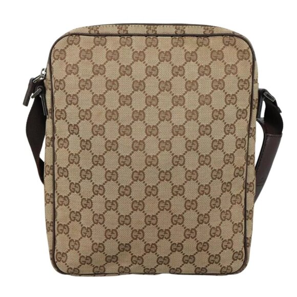 GUCCI GG Canvas Shoulder Bag Beige Gold - Picture 3 of 16
